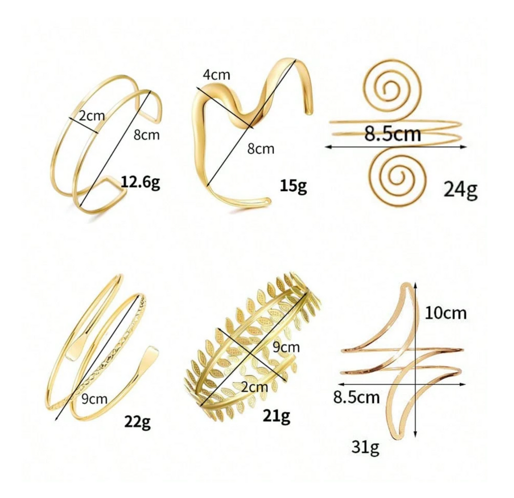 6 Pcs/Set Gold Armlet Set Elitaire