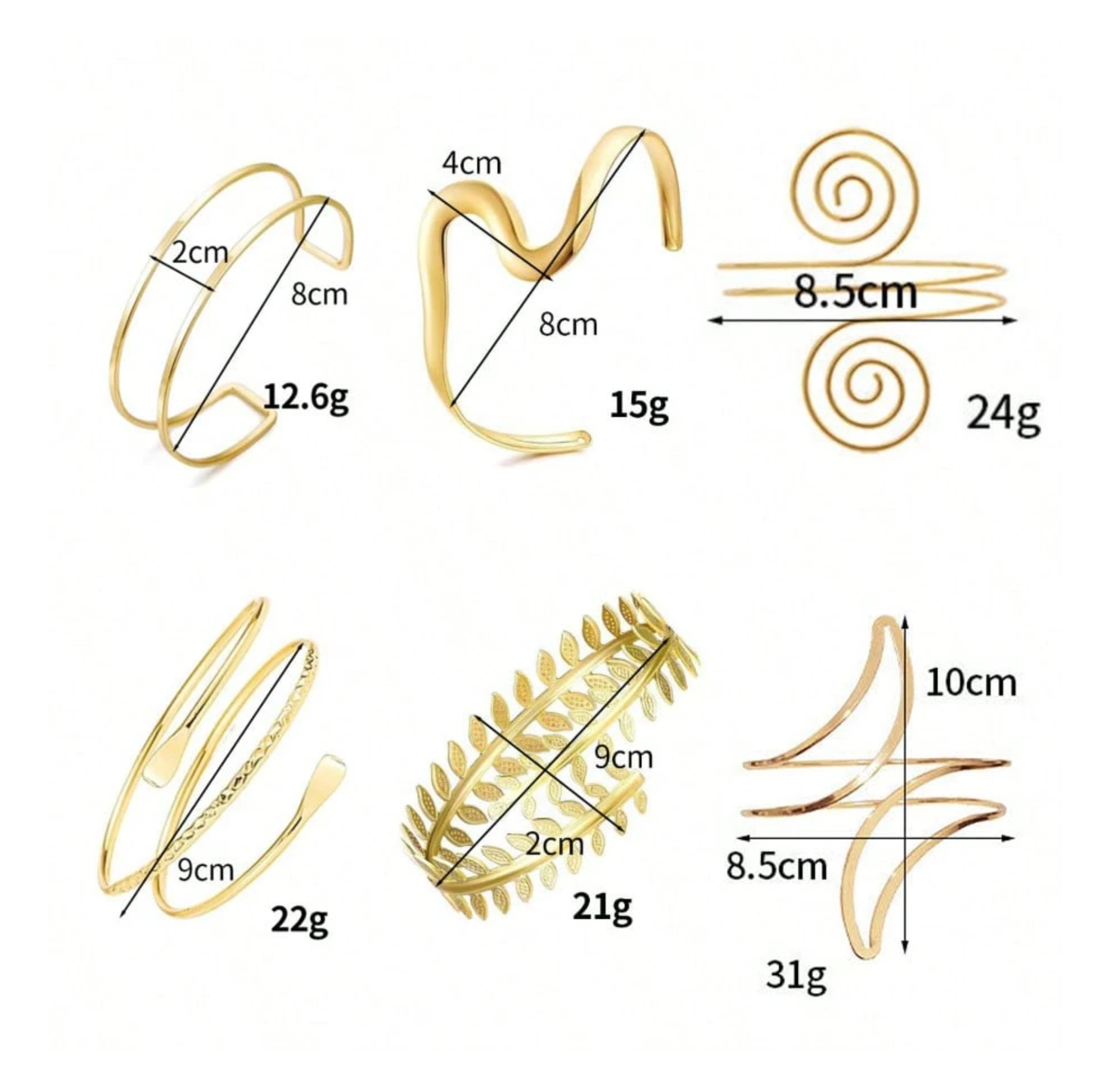 6 Pcs/Set Gold Armlet Set Elitaire