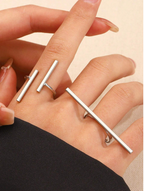 2 Pcs Linear Horizon Ring Set Elitaire