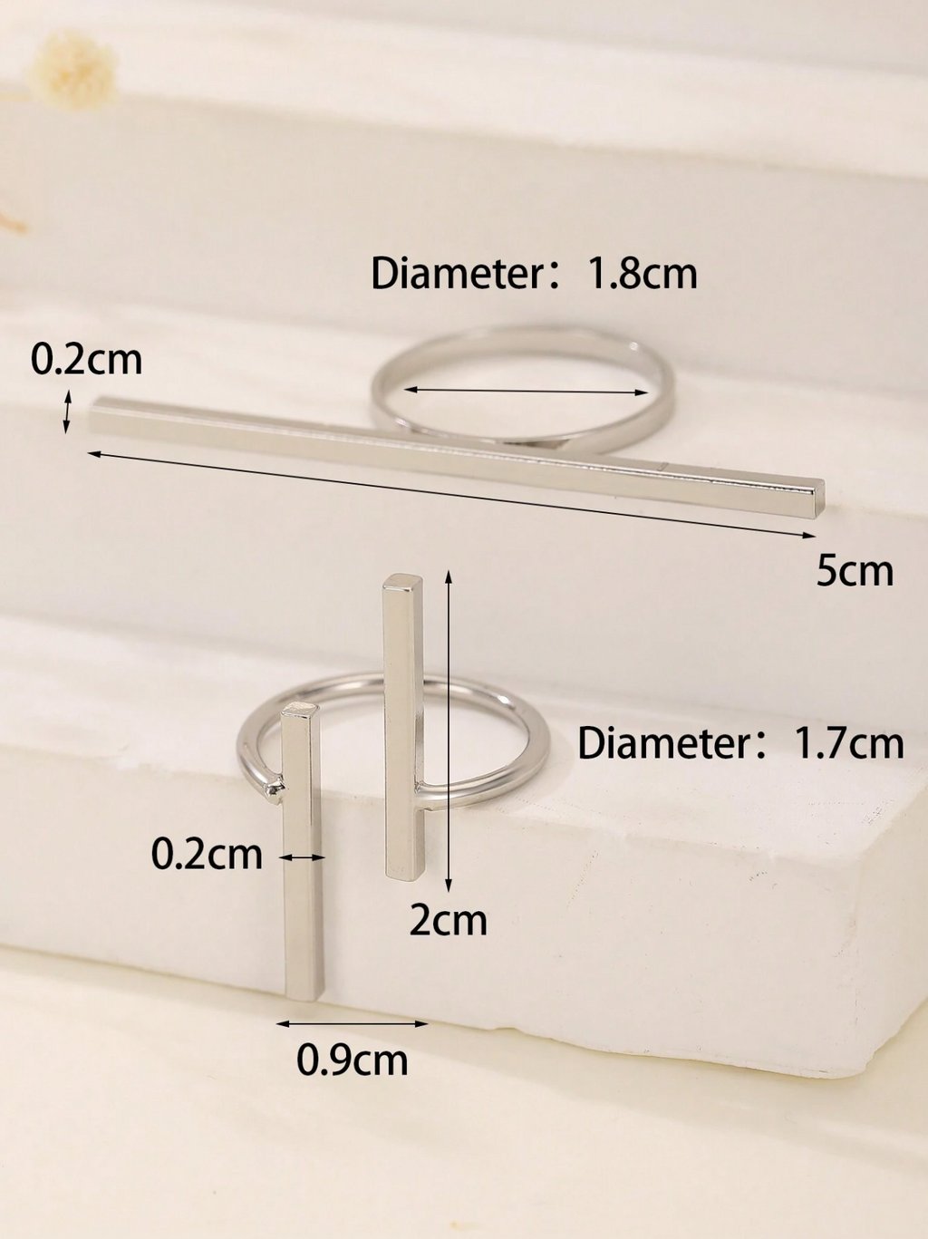 2 Pcs Linear Horizon Ring Set Elitaire