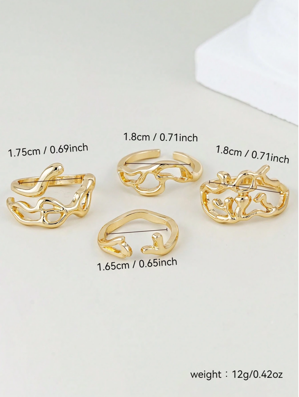 4 Pcs Drip Rings Set Elitaire