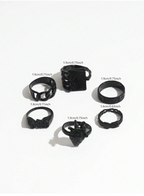 6 Pcs Noir Ring Set Elitaire