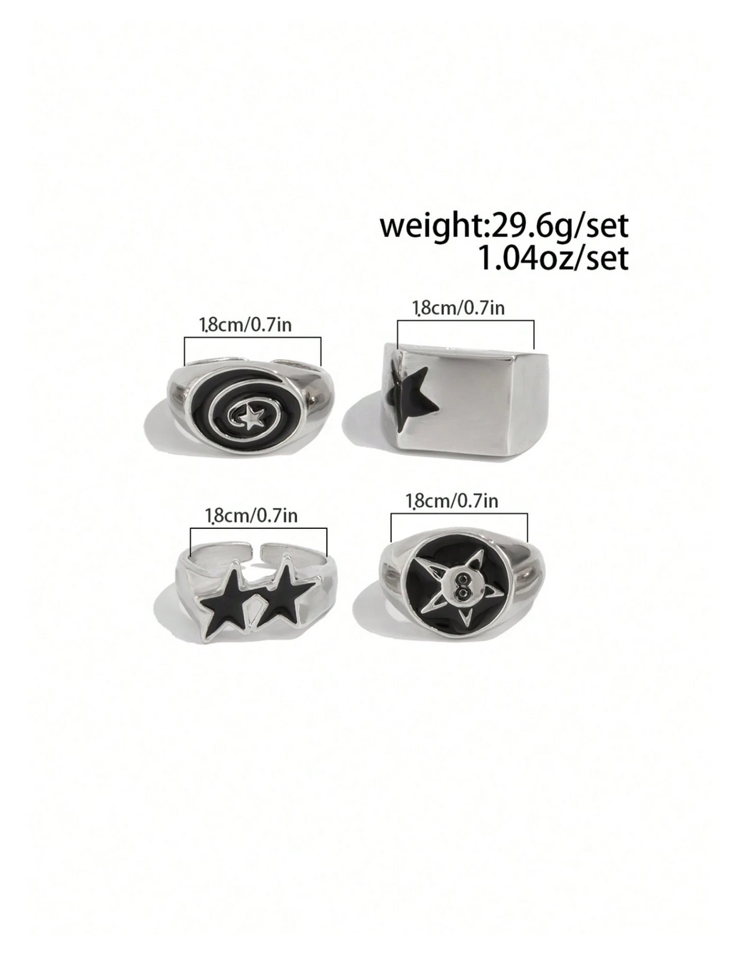 4 Pcs Signet Ring Set Elitaire