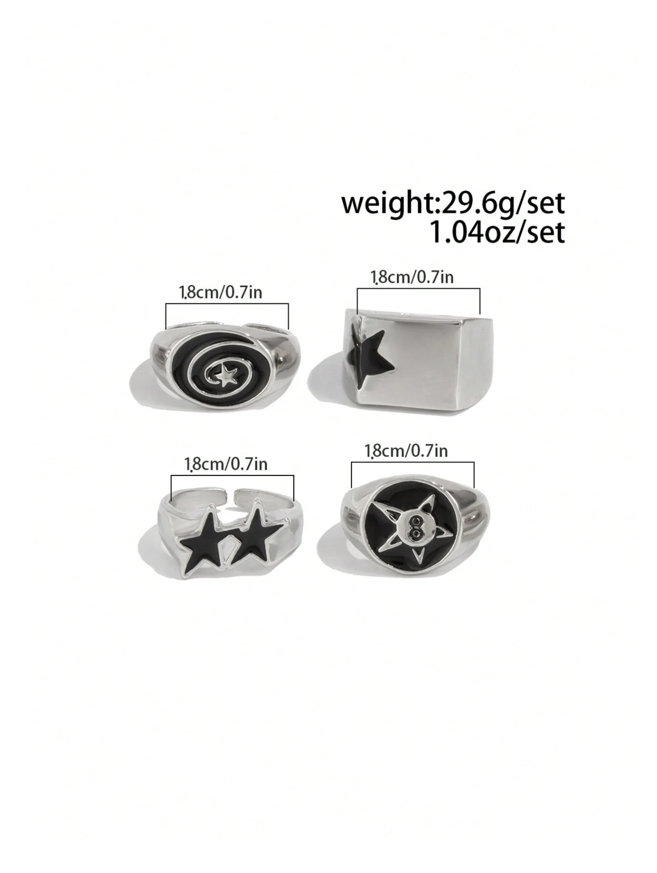 4 Pcs Signet Ring Set Elitaire