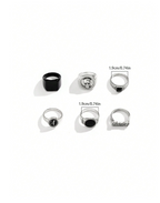 6 Pcs Obsidian Ring Set Elitaire