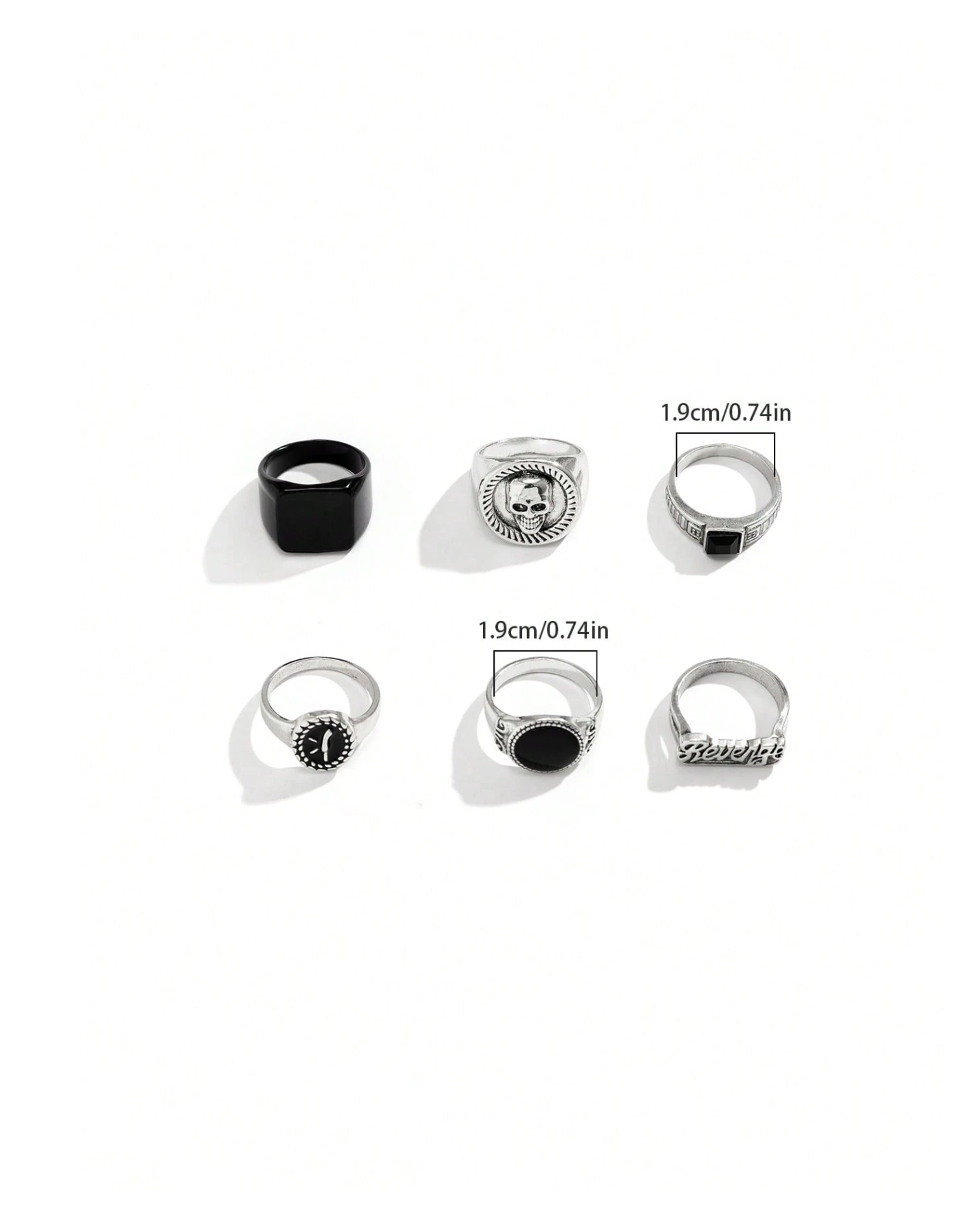 6 Pcs Obsidian Ring Set Elitaire