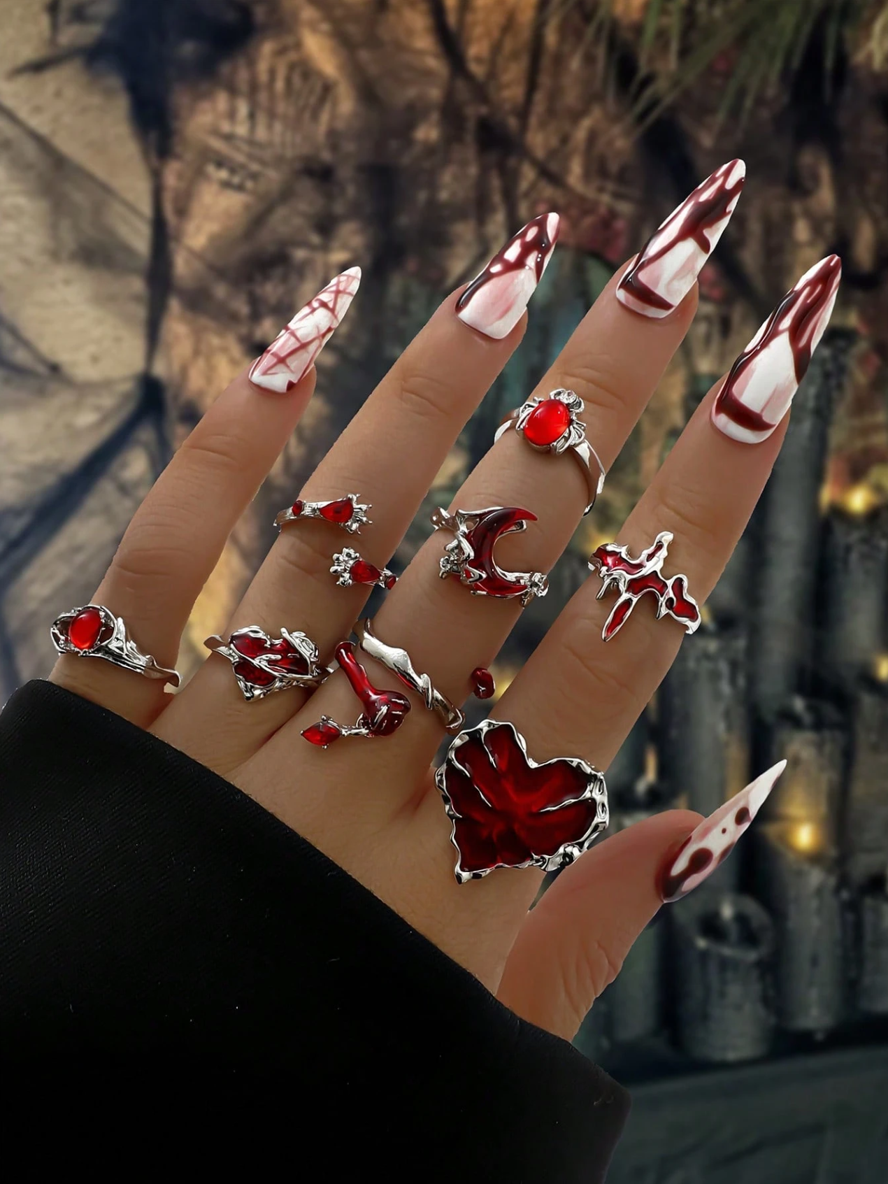 8 Pcs Gothic Blood-Drop Set