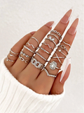 21 Pcs Silver Boho Ring Set
