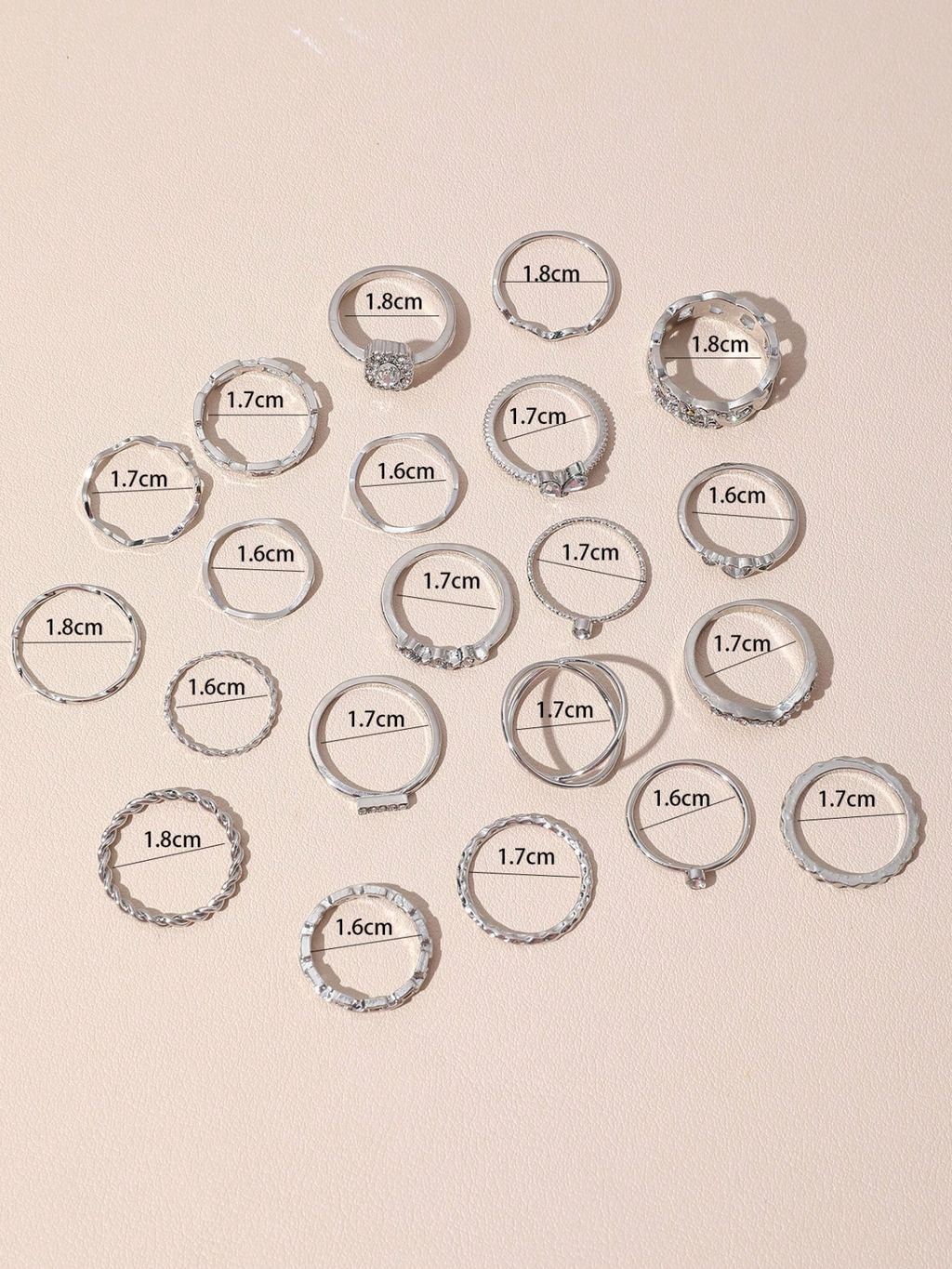 21 Pcs Silver Boho Ring Set