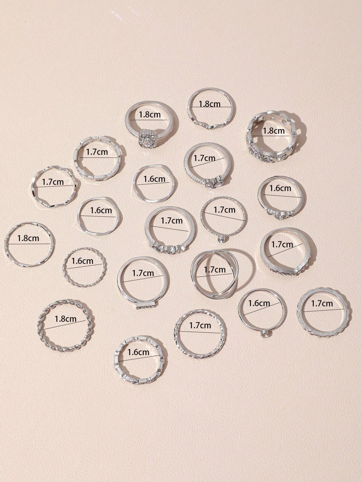 21 Pcs Silver Boho Ring Set