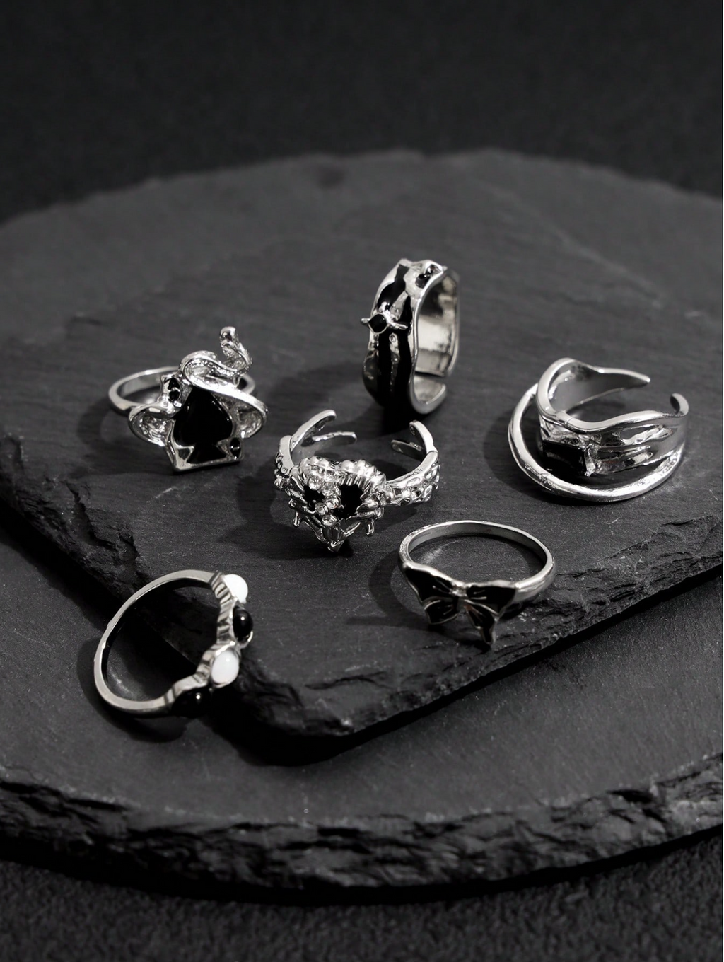 6 Pcs Midnight Noir Ring Set