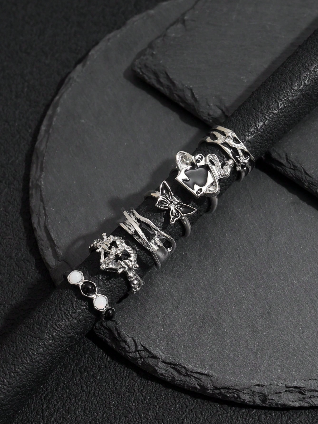 6 Pcs Midnight Noir Ring Set