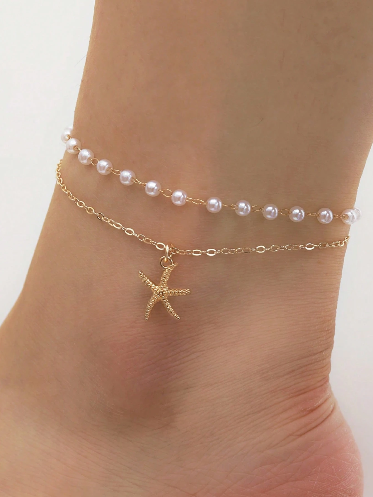 Pearl Layered Starfish Anklet
