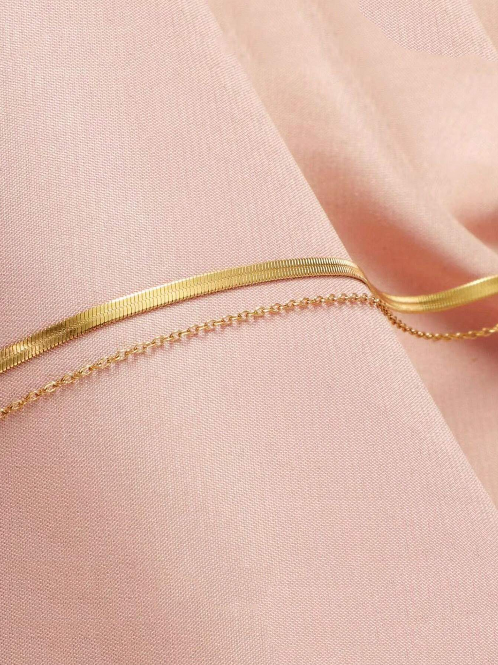 2 Pcs Herringbone & Cable Anklet Set