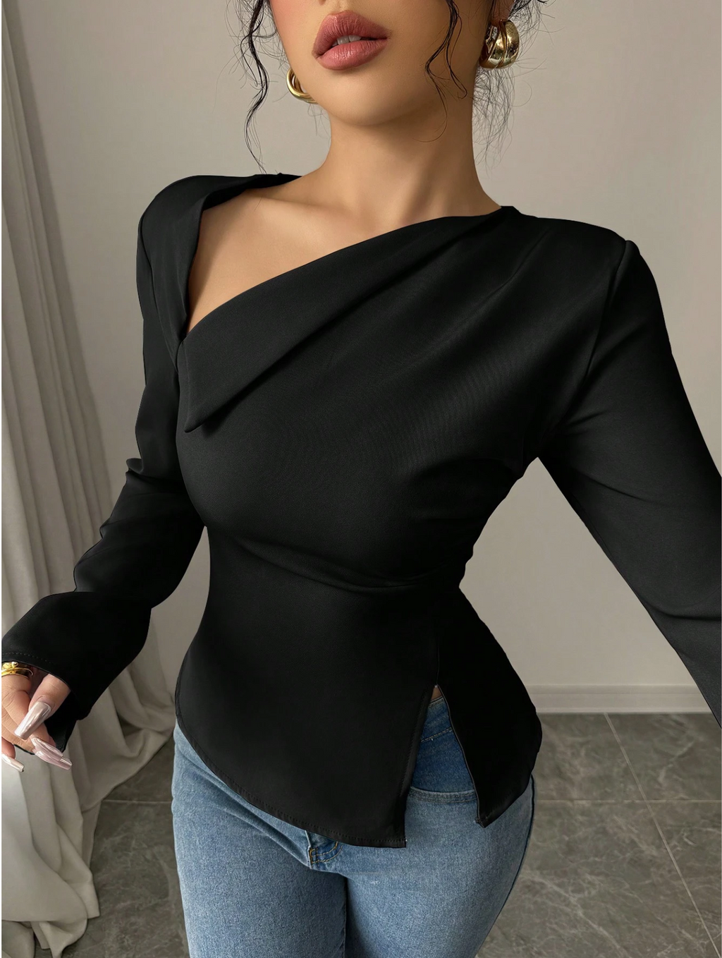 Asymmetric Drape Top Elitaire