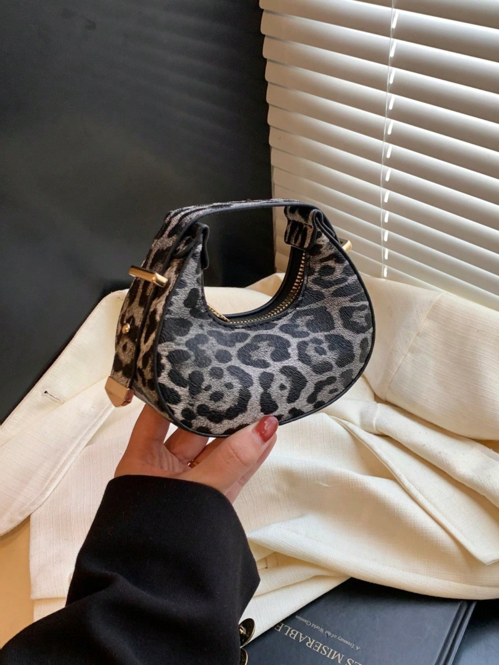 Leopard Lux Crescent Bag Elitaire
