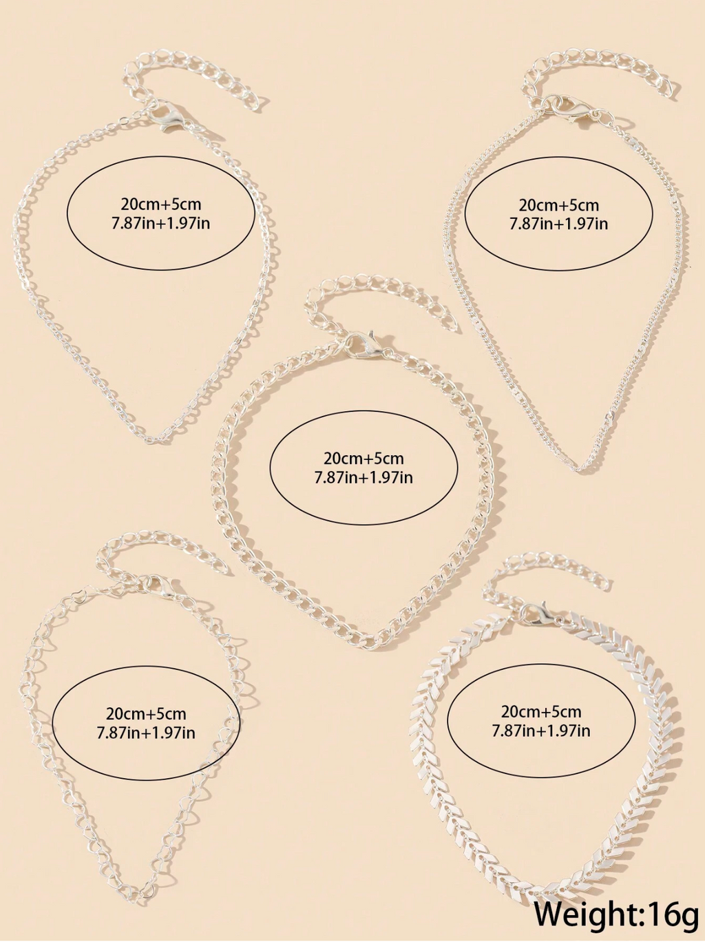 5 Pcs Anklet Set