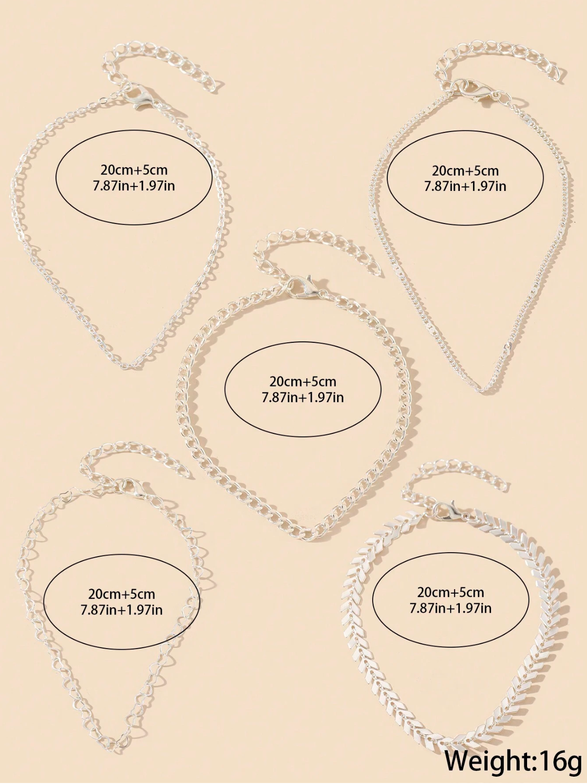 5 Pcs Anklet Set